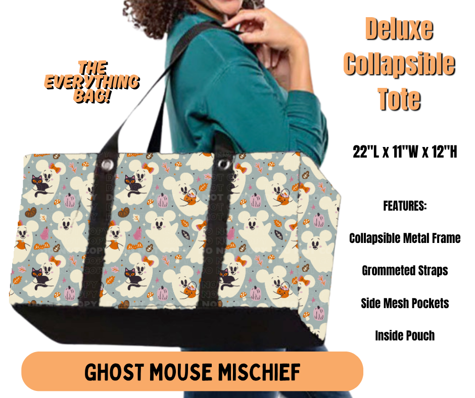 Preorder! Closes 7/2. ETA Oct. Ghost Mouse Mischief Collapsible Tote