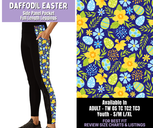 Preorder! Closes 1/22. ETA April. Daffodil Easter Side Panel Pocket Full Length Leggings