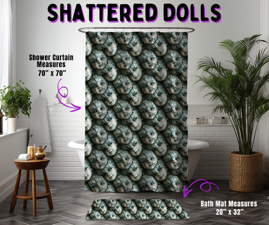 Preorder! Closes 10/21. ETA Jan. Shattered Dolls Custom Shower Curtain and/or Bath Mat