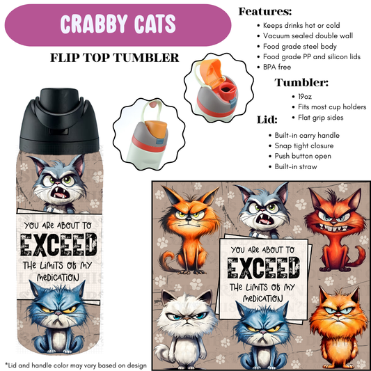 Preorder! Closes 4/8. ETA June. Crabby Cats Flip Top Tumbler