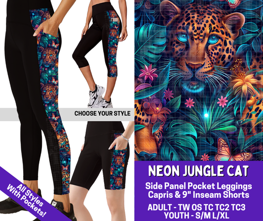 Preorder! Closes 4/9. ETA June. Neon Jungle Cat Combo Side Panel Legging Lengths