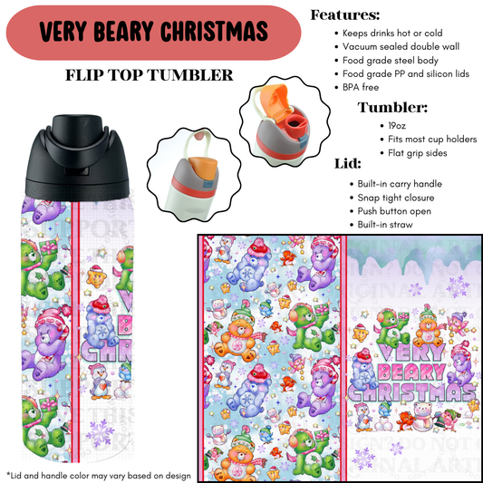 Preorder! Closes 9/18. ETA Dec. Very Beary Christmas Flip Top Tumbler