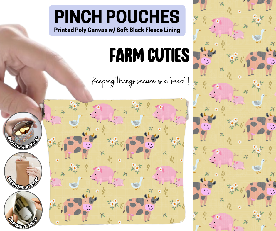 Preorder! Closes 3/11. ETA June. Farm Cuties Pinch Pouches in 3 Sizes