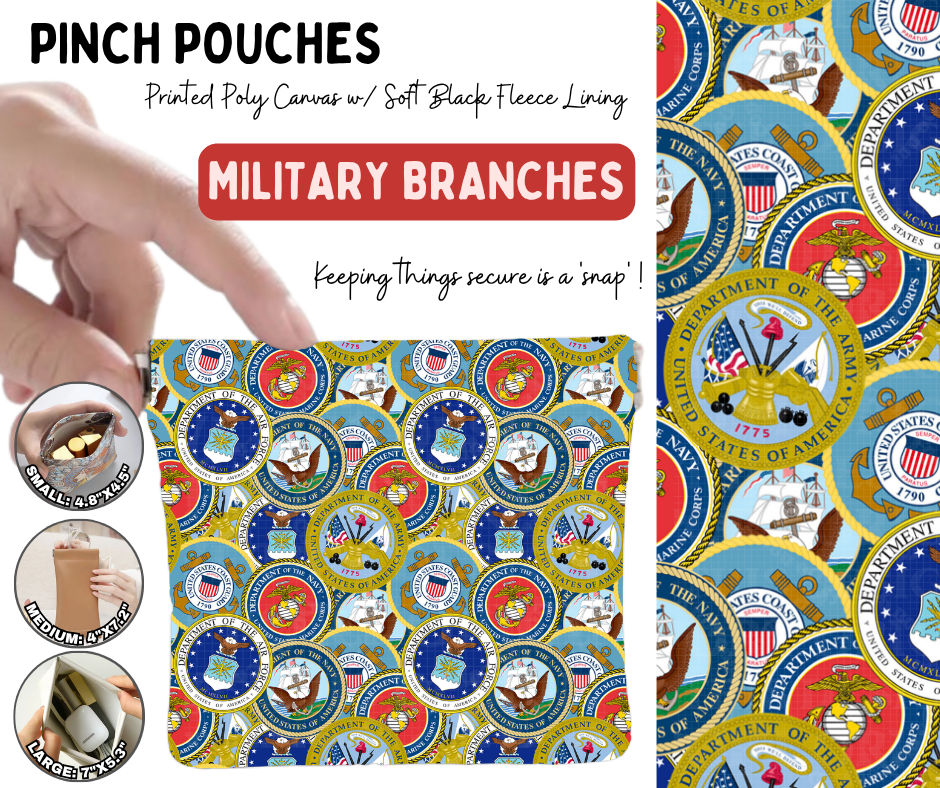 Preorder! Closes 10/5. ETA Jan. Military Branches Pinch Pouches in 3 Sizes