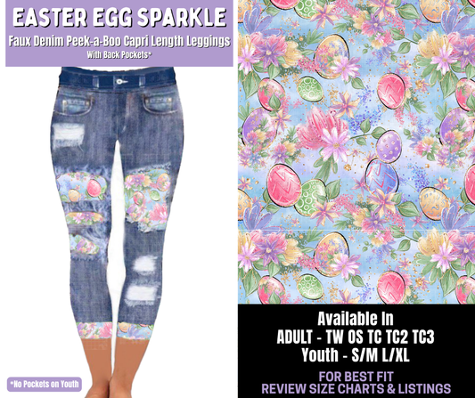 Preorder! Closes 1/22. ETA April. Easter Egg Sparkle Capri Faux Denim Peekaboo