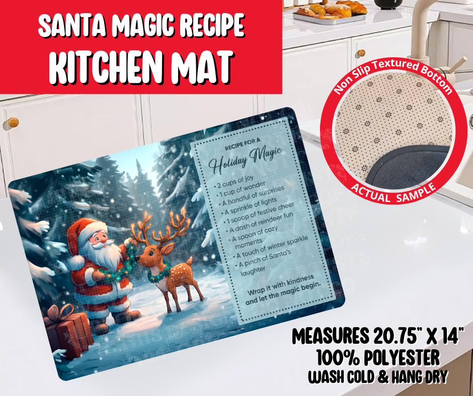 Preorder! Closes 8/20. ETA Nov. Santa Magic Recipe Kitchen Mat