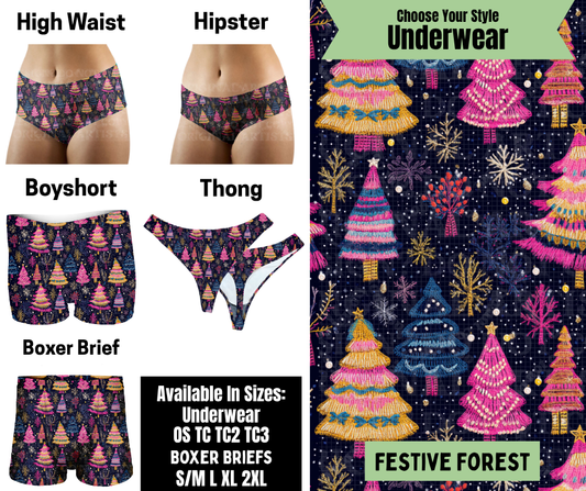 Preorder! Closes 8/25. ETA Nov. Festive Forest Hipster, High Waist, Boyshort, & Thong Underwear & Boxer Briefs