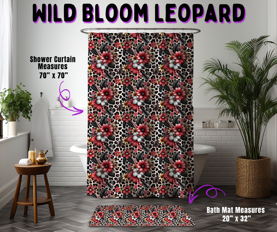 Preorder! Closes 10/21. ETA Jan. Wild Bloom Leopard Custom Shower Curtain and/or Bath Mat