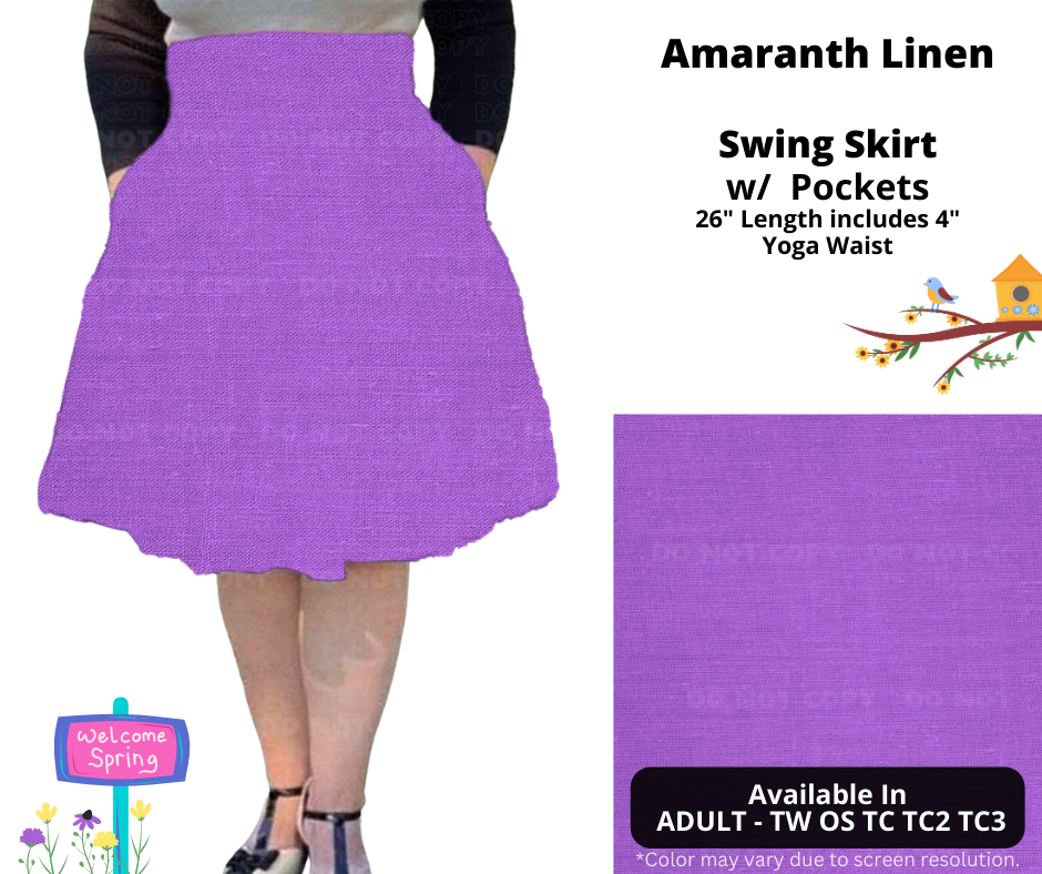 Preorder! Closes 1/15. ETA April. Amaranth Linen Swing Skirt