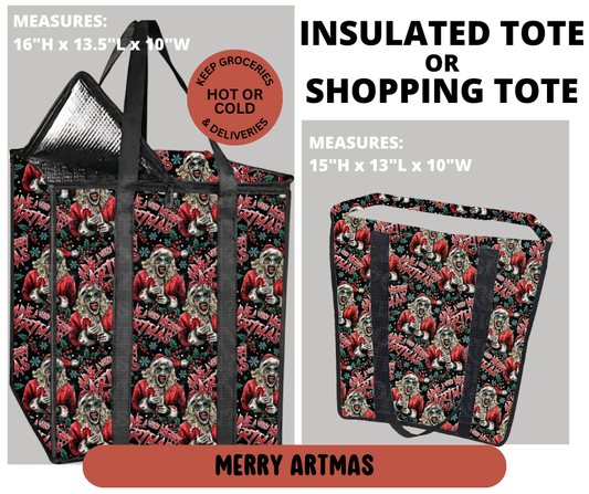 Preorder! Closes 9/11. ETA Dec. Merry Artmas Shopping & Insulated Tote