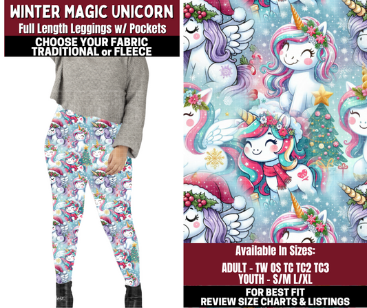 Preorder! Closes 10/22. ETA Jan. Winter Magic Unicorn Leggings Choose Fleece or Traditional