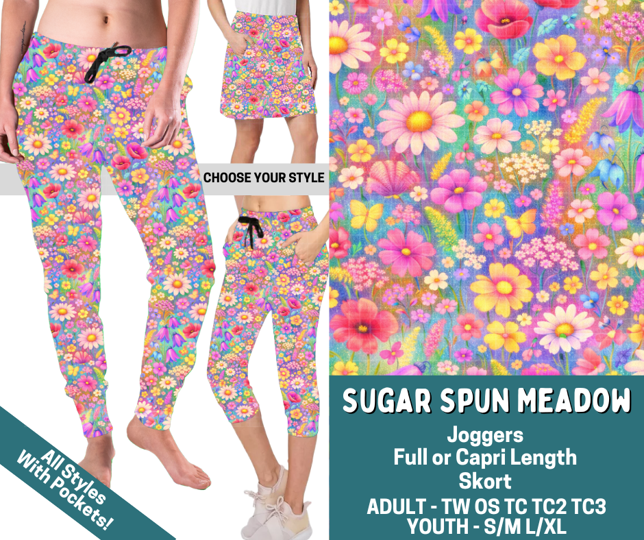 Preorder! Closes 4/27. ETA July. Sugar Spun Meadow Combo Jogger Lengths & Skort