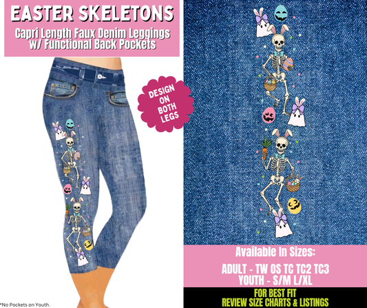 Preorder! Closes 1/21. ETA April. Easter Skeletons Capri Leggings w/ Side Leg Designs