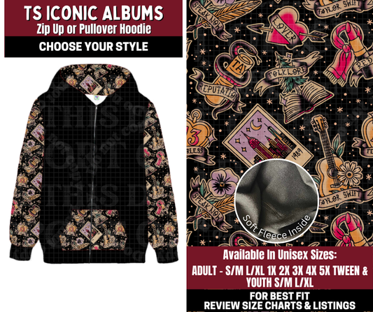 Preorder! Closes 10/22. ETA Jan. TS Iconic Albums Zip-Up or Pullover Hoodie