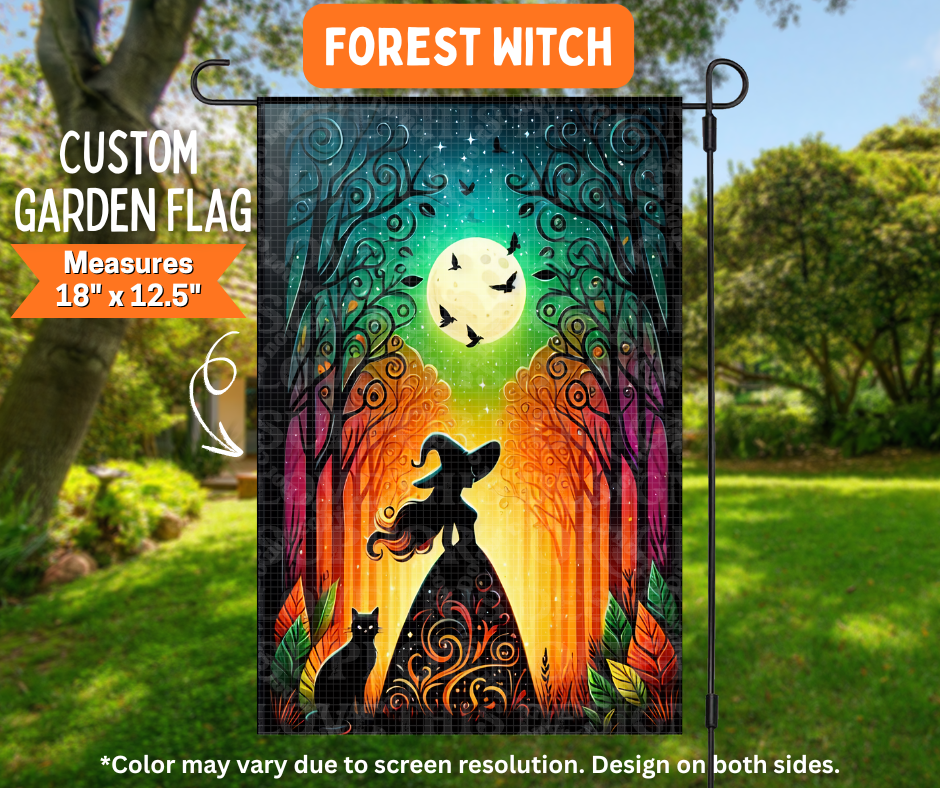 Preorder! Closes 7/6. ETA Oct. Forest Witch Garden Flag