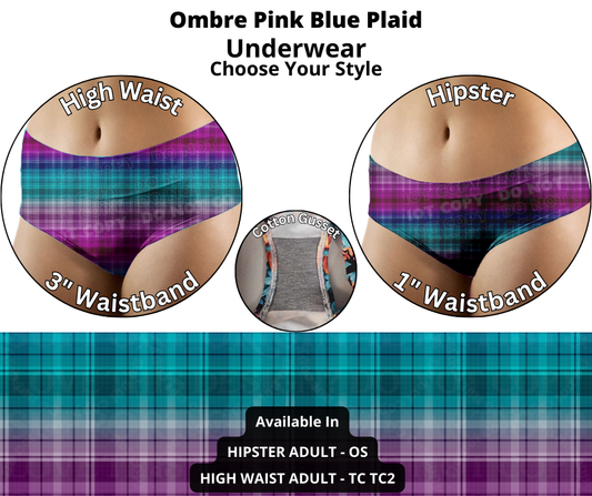 Ombre Pink Blue Plaid Underwear
