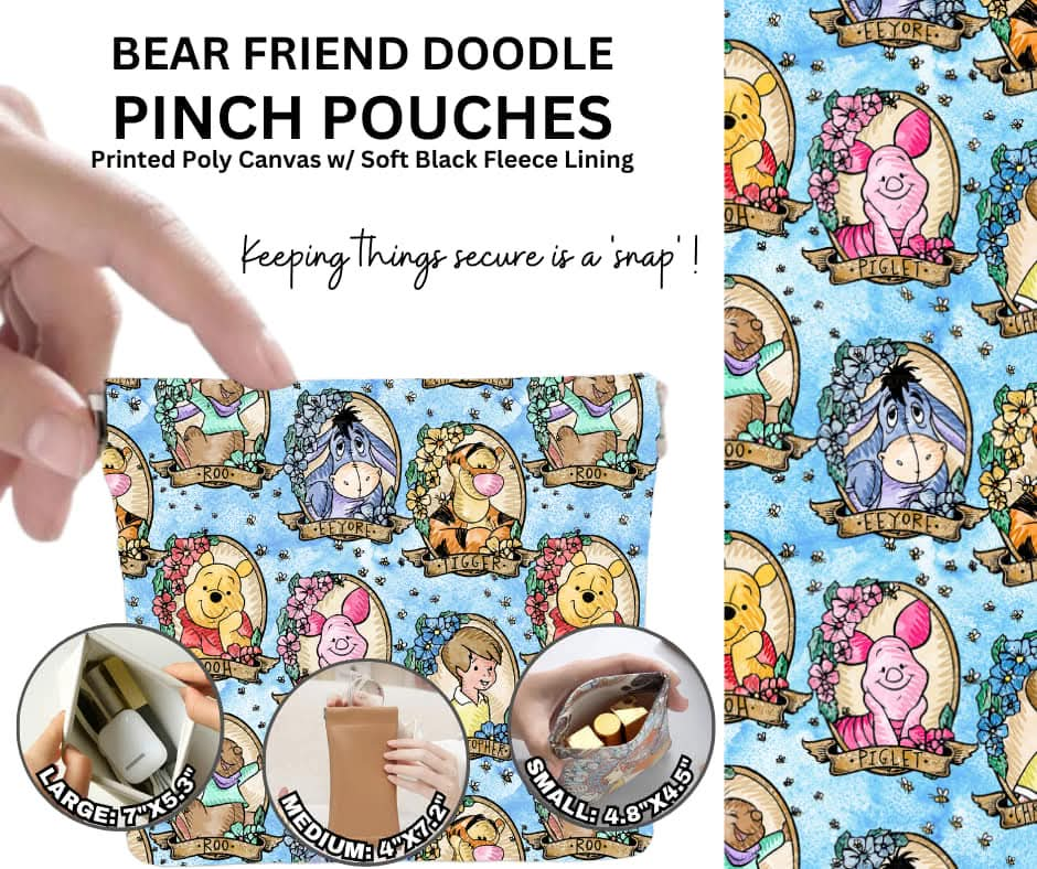 Bear Friend Doodle Pinch Pouches