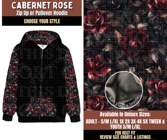 Preorder! Closes 7/27. ETA Oct. Cabernet Rose Zip-Up or Pullover Hoodie