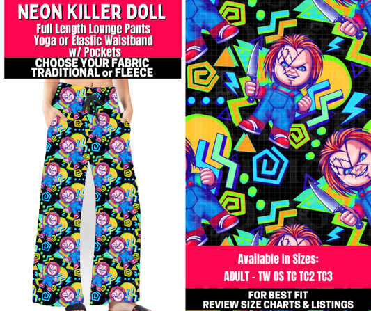 Preorder! Closes 10/23. ETA Jan. Neon Killer Doll Lounge Pants Choose Fleece or Traditional