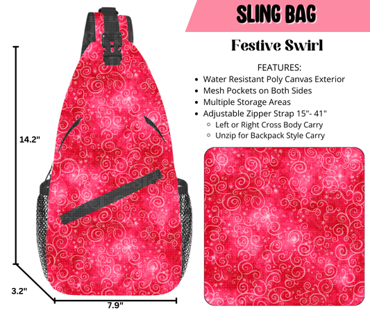 Preorder! Closes 9/17. ETA Dec. Festive Swirl Sling Bag