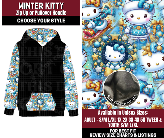 Preorder! Closes 10/22. ETA Jan. Winter Kitty Zip-Up or Pullover Hoodie
