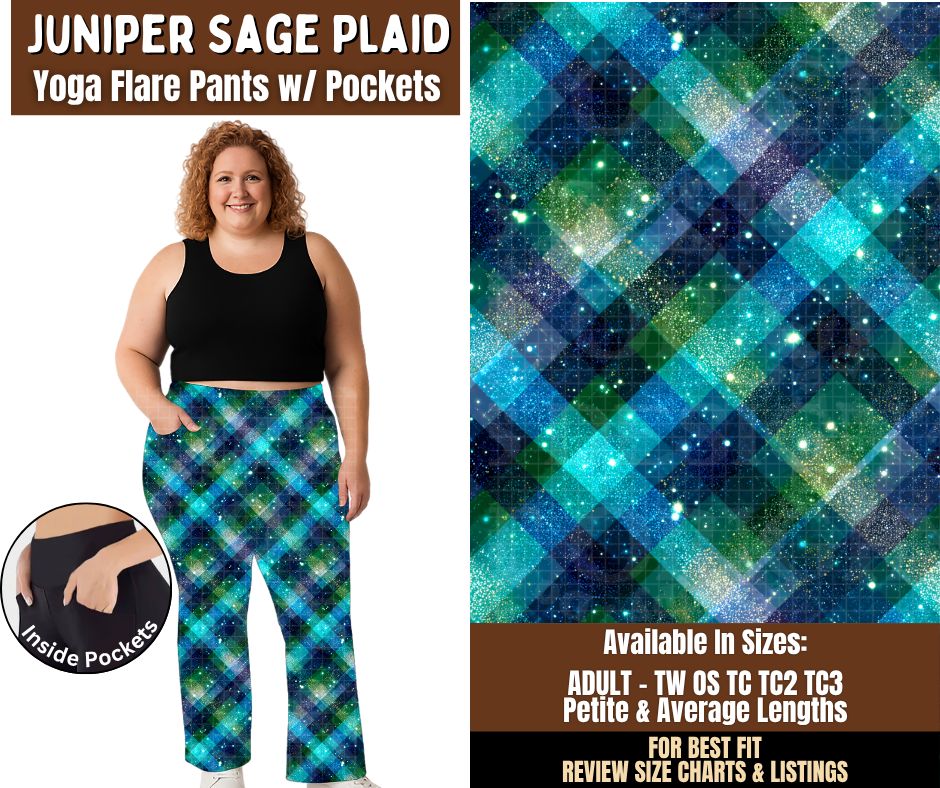 Preorder! Closes 7/29. ETA Oct. Juniper Sage Plaid Yoga Flare Pants