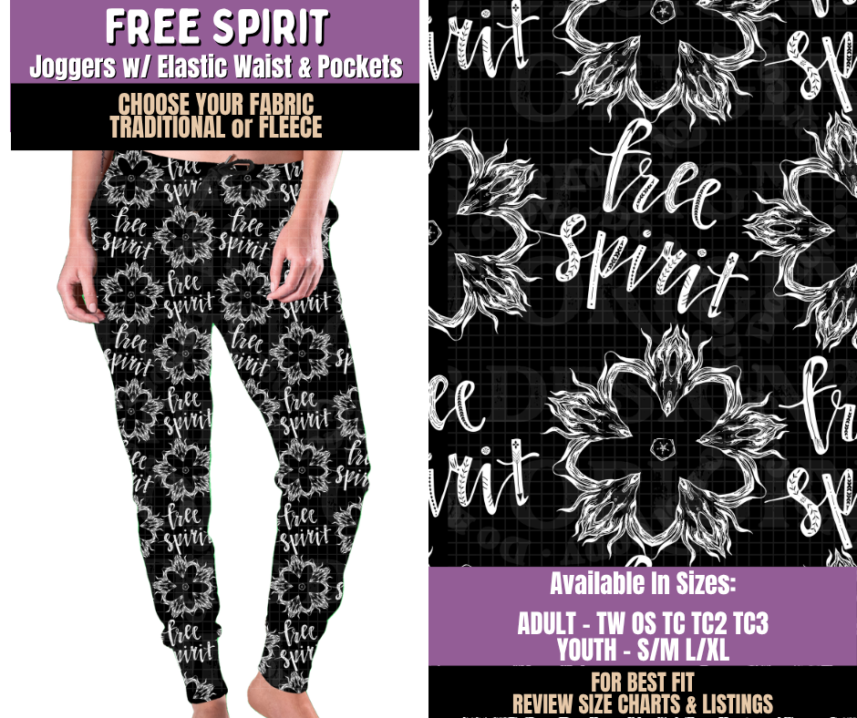 Preorder! Closes 9/23. ETA Dec. Free Spirit Joggers Choose Fleece or Traditional