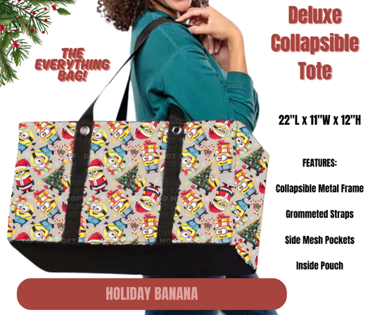 Preorder! Closes 9/1. ETA Dec. Holiday Banana Collapsible Tote