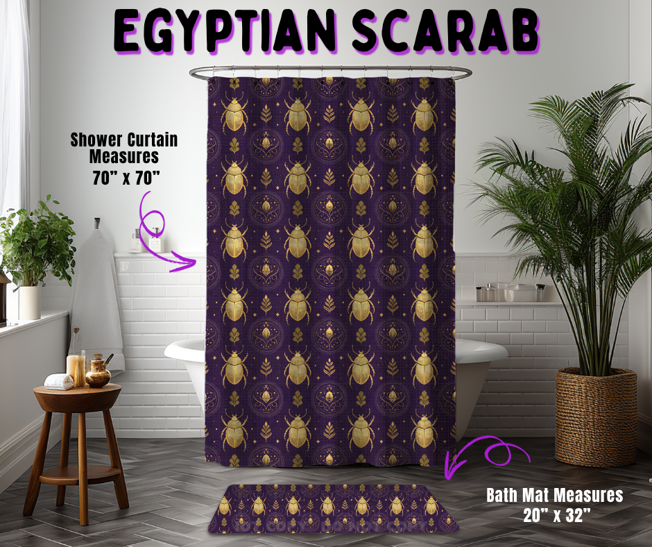 Preorder! Closes 10/21. ETA Jan. Egyptian Scarab Custom Shower Curtain and/or Bath Mat