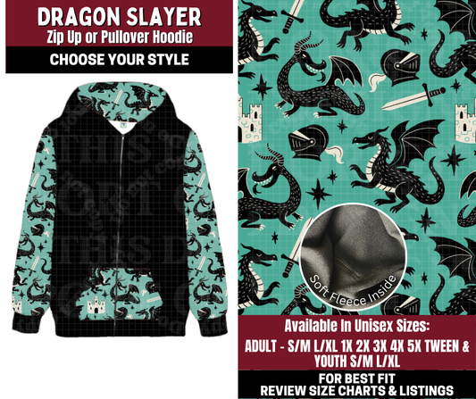 Preorder! Closes 10/22. ETA Jan. Dragon Slayer Zip-Up or Pullover Hoodie