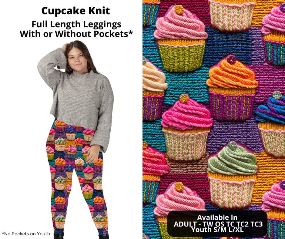 Preorder! Closes 11/4. ETA Jan. Cupcake Knit Full Length Leggings w/wo Pockets