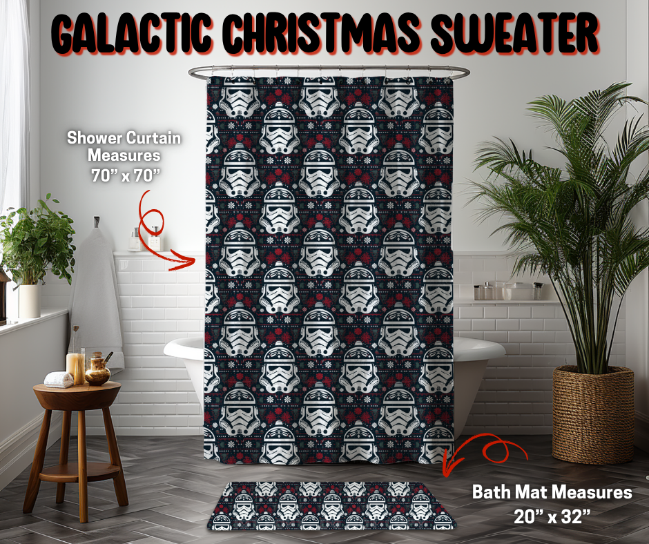 Preorder! Closes 9/8. ETA Dec. Galactic Christmas Sweater Custom Shower Curtain and/or Bath Mat