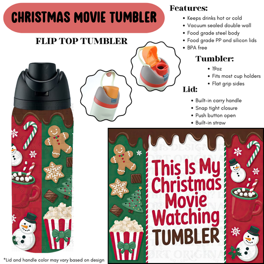 Preorder! Closes 9/18. ETA Dec. Christmas Movie Tumbler Flip Top Tumbler