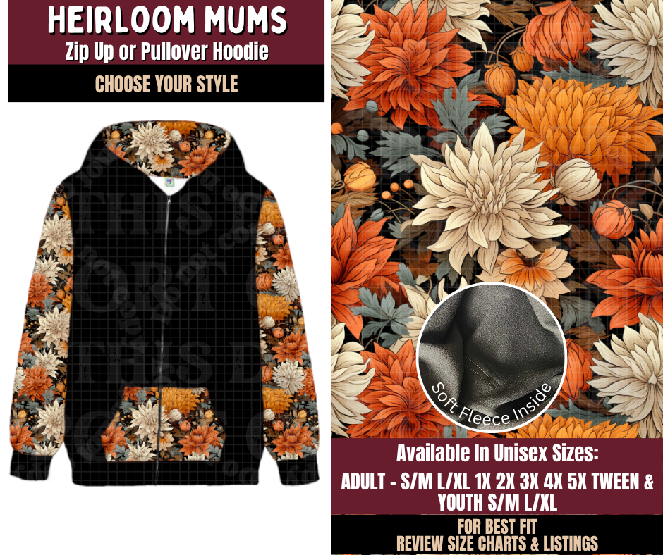 Preorder! Closes 7/22. ETA Oct. Heirloom Mums Zip-Up or Pullover Hoodie