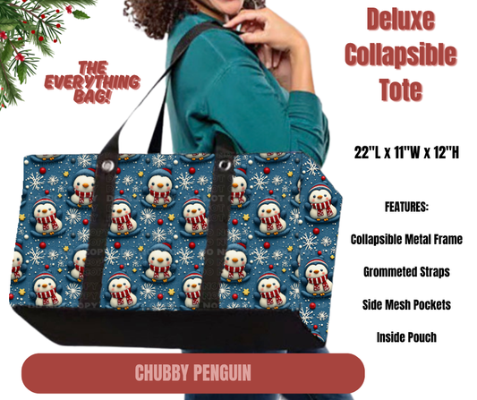 Preorder! Closes 9/1. ETA Dec. Chubby Penguin Collapsible Tote