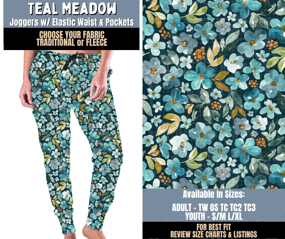 Preorder! Closes 9/24. ETA Dec. Teal Meadow Joggers Choose Fleece or Traditional