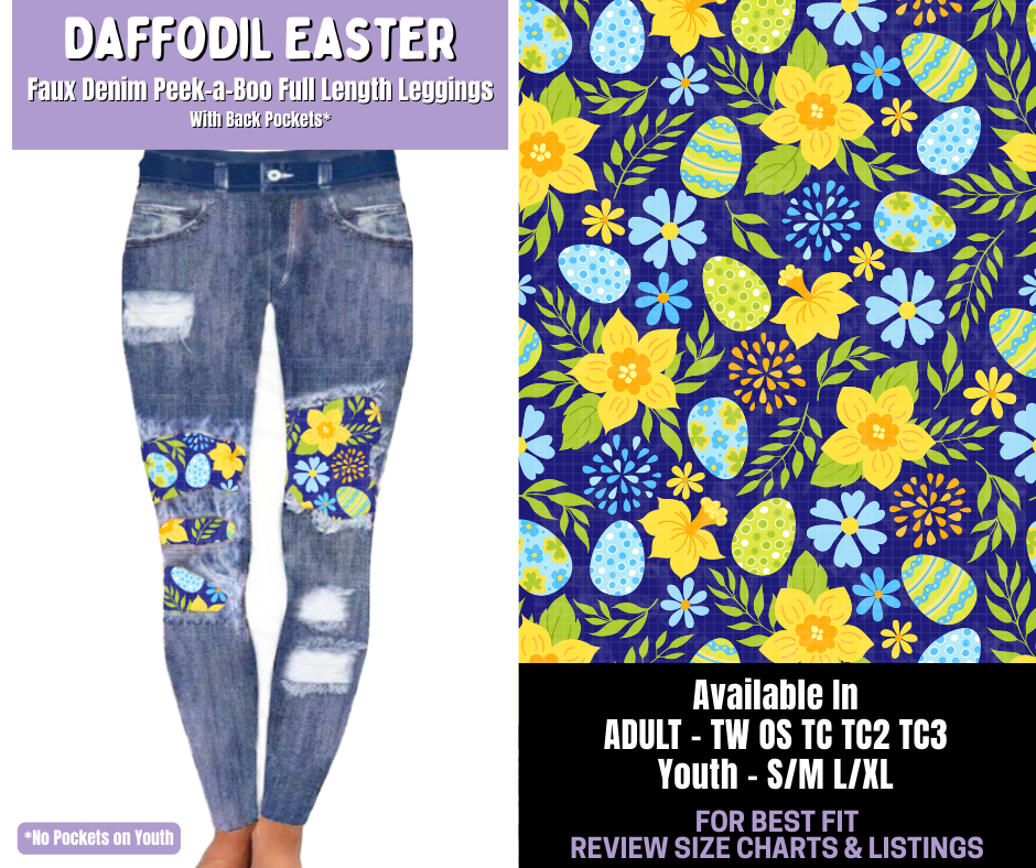 Preorder! Closes 1/22. ETA April. Daffodil Easter Full Length Faux Denim Peekaboo