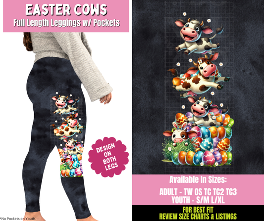 Preorder! Closes 1/21. ETA April. Easter Cows Full Length Leggings w/ Side Leg Designs