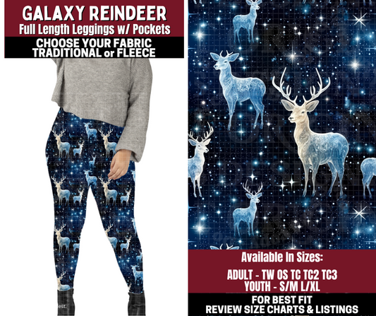 Preorder! Closes 10/22. ETA Jan. Galaxy Reindeer Leggings Choose Fleece or Traditional