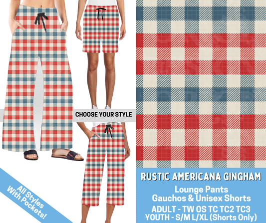 Preorder! Closes 4/16. ETA July. Rustic Americana Gingham Combo Lounge Lengths