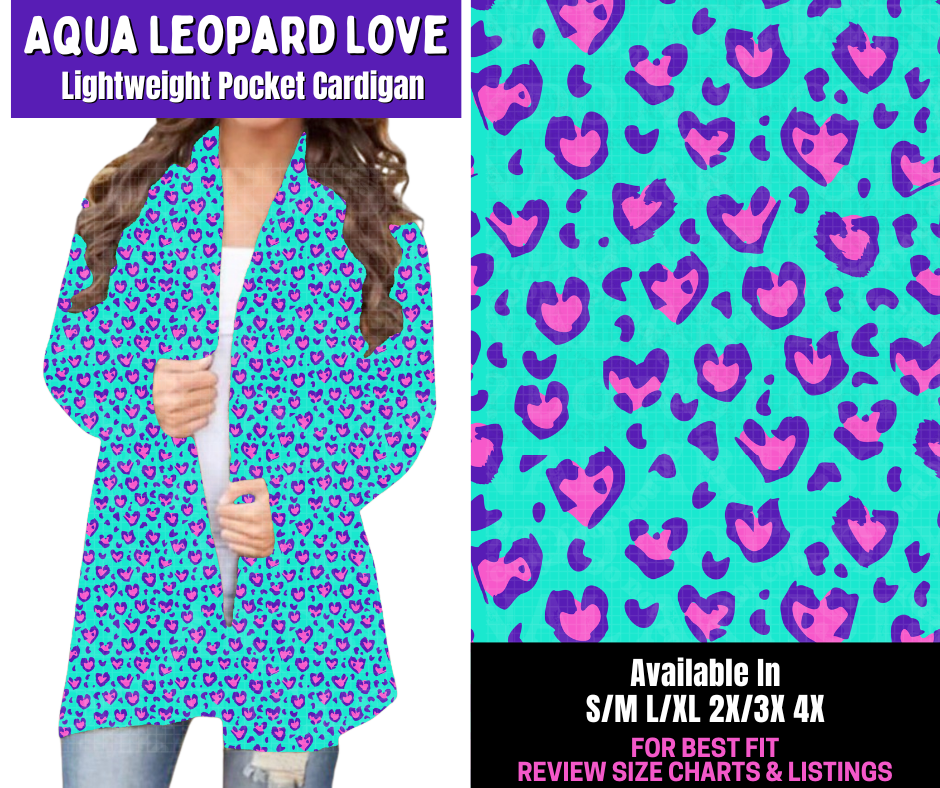 Preorder! Closes 4/9. ETA June. Aqua Leopard Pocket Cardigan