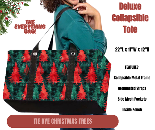 Preorder! Closes 9/1. ETA Dec. Tie Dye Christmas Trees Collapsible Tote