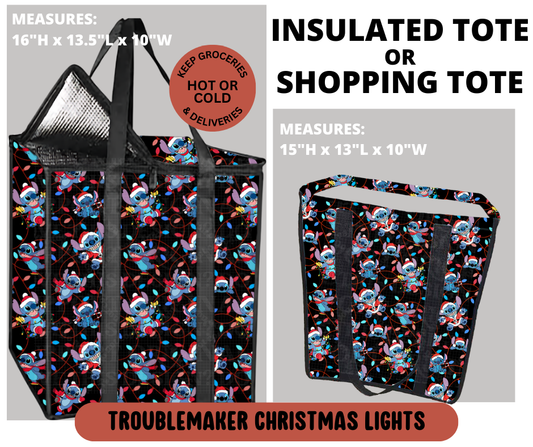 Preorder! Closes 9/11. ETA Dec. Troublemaker Christmas Lights Shopping & Insulated Tote