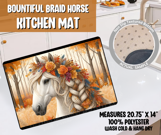 Preorder! Closes 6/8. ETA Sept. Bountiful Braid Horse Kitchen Mat