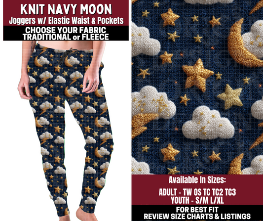 Preorder! Closes 10/22. ETA Jan. Knit Navy Moon Joggers Choose Fleece or Traditional