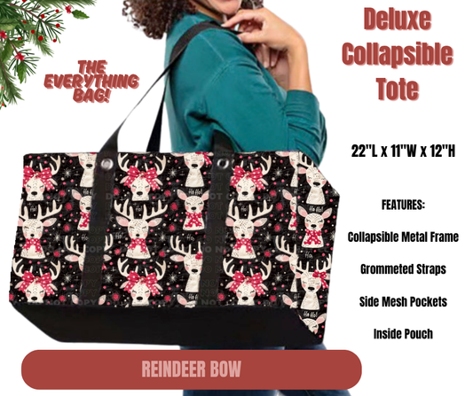 Preorder! Closes 9/1. ETA Dec. Reindeer Bow Collapsible Tote