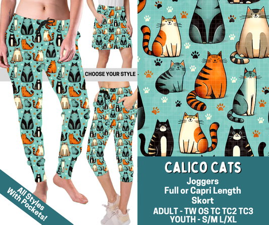 Preorder! Closes 4/27. ETA July. Calico Cats Combo Jogger Lengths & Skort