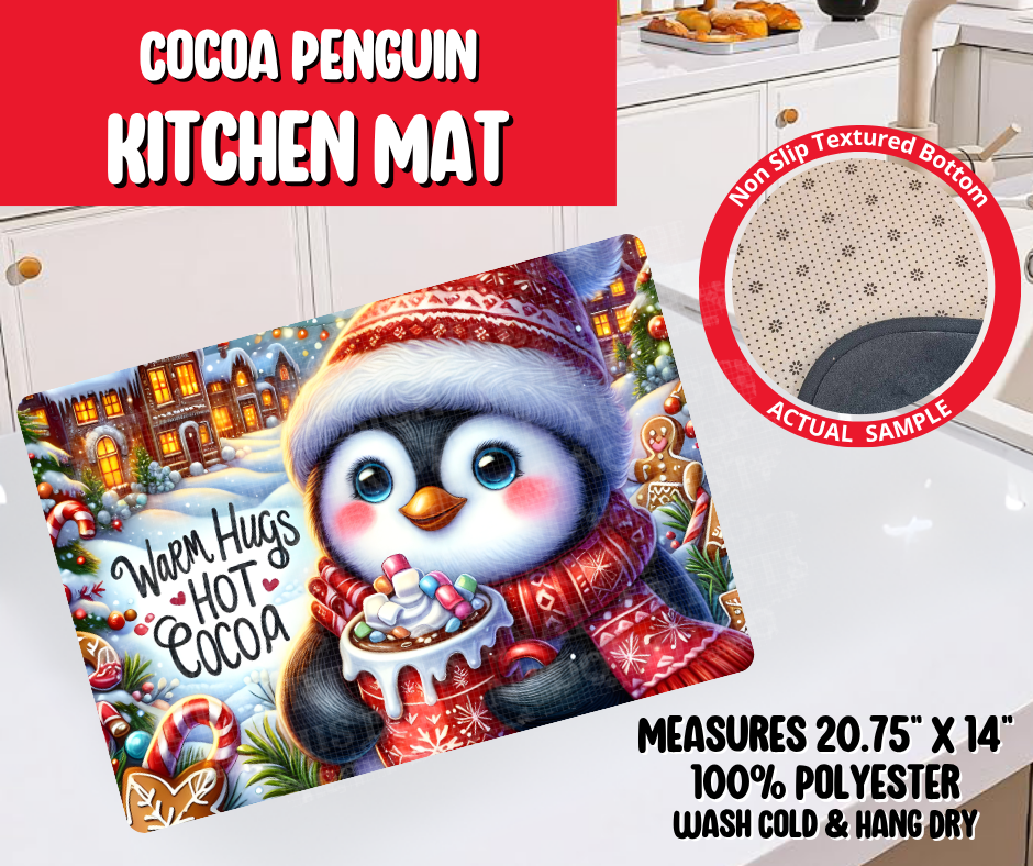 Preorder! Closes 8/20. ETA Nov. Cocoa Penguin Kitchen Mat