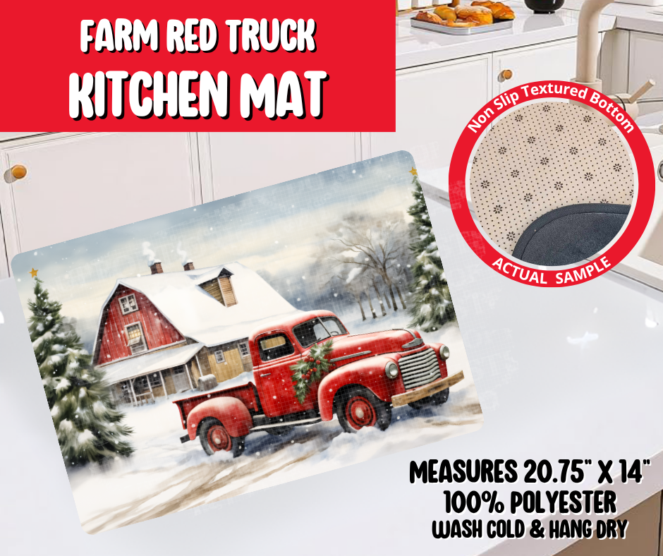 Preorder! Closes 8/20. ETA Nov. Farm Red Truck Kitchen Mat