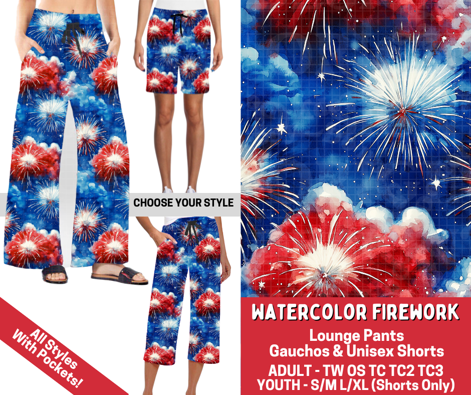 Preorder! Closes 3/18. ETA June. Watercolor Firework Combo Lounge Lengths